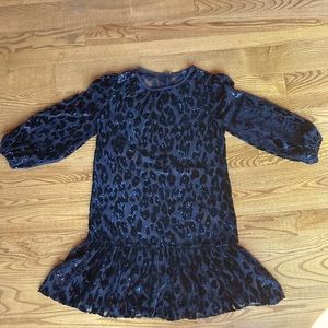 J crew sheer black dress with velvety overlay and inner black silk liner.